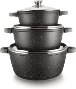 Cheffinger Steelpan Set 6-delig - 20-24-28cm - Zwart -Pot Kortingswinkel 1023x1200 1