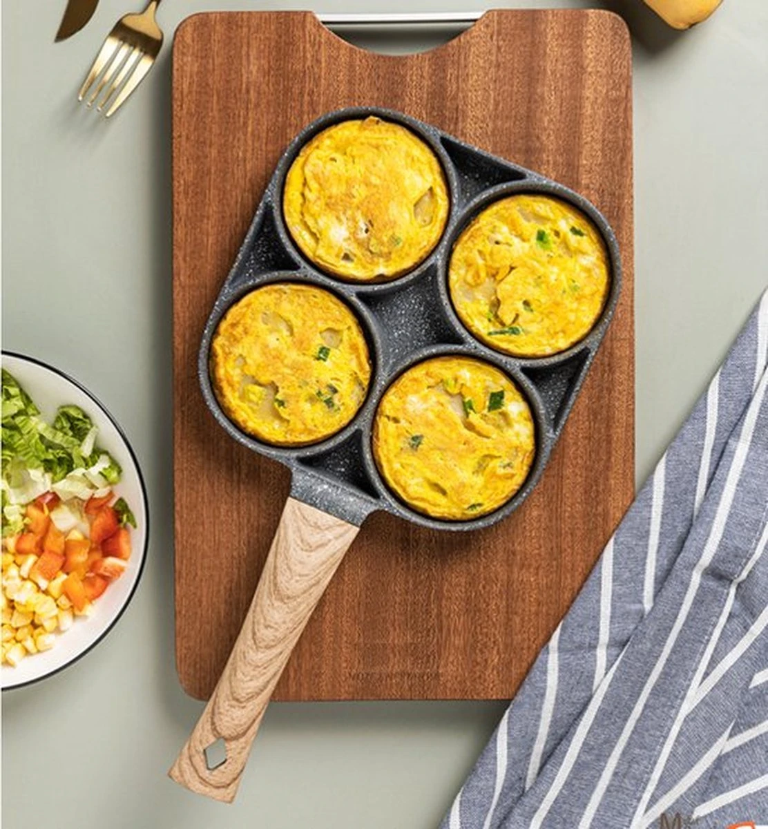 Alora 4-Delige Pannenkoekenpan - Pannenkoeken Maker - Cakemaker - Omeletpan - Omeletmaker - Eierpan - Koekjes Maker - 4-in-1 Pannenset 10 Alora 4-Delige Pannenkoekenpan - Pannenkoeken Maker - Cakemaker - Omeletpan - Omeletmaker - Eierpan - Koekjes Maker - 4-in-1 Pannenset - Afbeelding 8