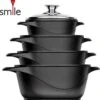 Smile 10 Delige Pannenset - Antiaanbaklaag - Vaatwasser Bestendig - Zwart -Pot Kortingswinkel 1152x1200