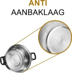 KitchenPrince 12-Delige Pannenset RVS - Pottenset - Kookpannen - Koekenpan - Steelpan - Bakpan - PFAS-Vrij - Pannenset - Pannenset Inductie - Antiaanbaklaag - Koekenpannenset -Pot Kortingswinkel 1190x1200 3