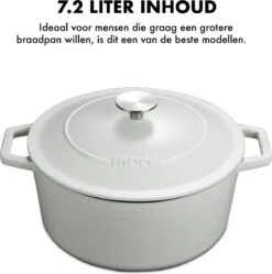 MOA Gietijzeren Braadpan - Inhoud 7,2 Liter - 30CM - Rond - Alle Warmtebronnen - Ook Voor Inductie - Gewicht 7,3 Kg - Wit - C30W -Pot Kortingswinkel 1192x1200 12