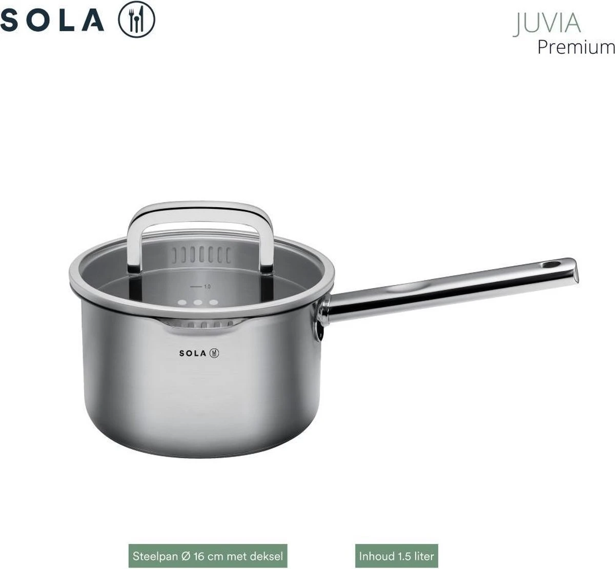 Sola Pannenset Juvia - 4 Delig - Ø 16,16,18,20 Cm - Zilver - RVS - Sandwichbodem 15 Sola Pannenset Juvia - 4 Delig - Ø 16,16,18,20 Cm - Zilver - RVS - Sandwichbodem - Afbeelding 13
