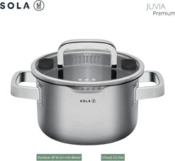Sola Pannenset Juvia - 4 Delig - Ø 16,16,18,20 Cm - Zilver - RVS - Sandwichbodem 32 Sola Pannenset Juvia - 4 Delig - Ø 16,16,18,20 Cm - Zilver - RVS - Sandwichbodem -Pot Kortingswinkel 1200x1110