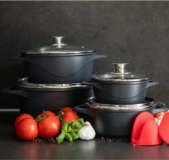 Smile 10 Delige Pannenset - Antiaanbaklaag - Vaatwasser Bestendig - Zwart -Pot Kortingswinkel 1200x1142