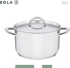Sola Pannenset Blizz - 4 Delig - Ø Cm - Zilver - RVS - Sandwichbodem -Pot Kortingswinkel 1200x1160