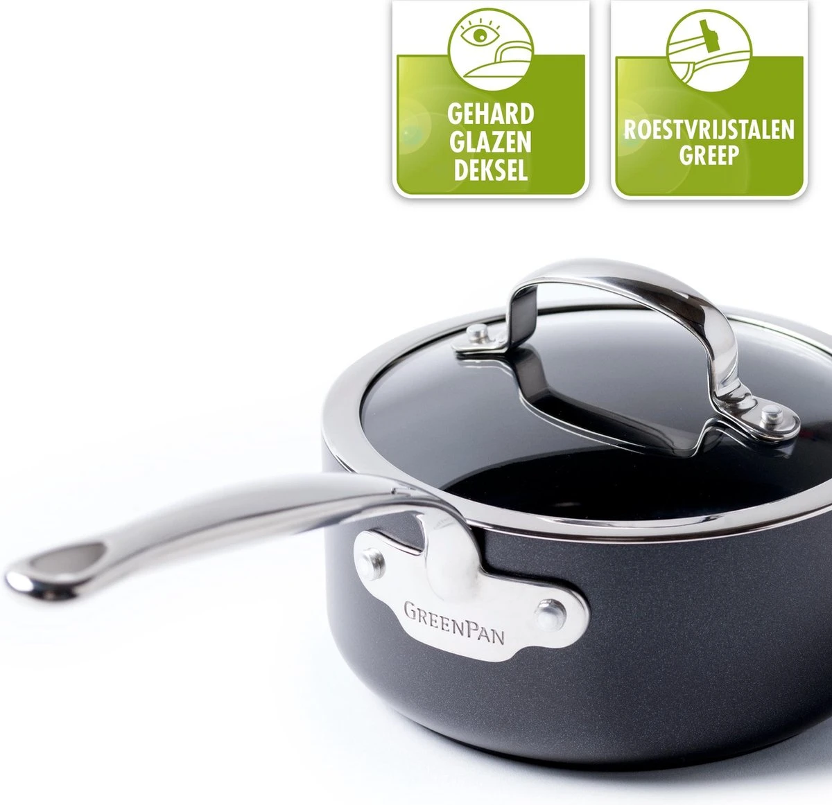 GreenPan Barcelona Infinity Pro Hapjespan Met Deksel 30cm - Zwart - Inductie - PFAS-vrij 10 GreenPan Barcelona Infinity Pro Hapjespan Met Deksel 30cm - Zwart - Inductie - PFAS-vrij - Afbeelding 8