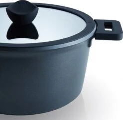 The White Series - Keramische Pannenset Met Glazen Deksels - Inclusief Set Vershoudbakjes - Zwart -Pot Kortingswinkel 1200x1178