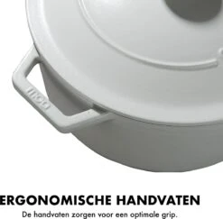 MOA Gietijzeren Braadpan - Inhoud 7,2 Liter - 30CM - Rond - Alle Warmtebronnen - Ook Voor Inductie - Gewicht 7,3 Kg - Wit - C30W -Pot Kortingswinkel 1200x1181 7