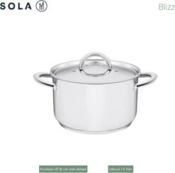 Sola Pannenset Blizz - 4 Delig - Ø Cm - Zilver - RVS - Sandwichbodem -Pot Kortingswinkel 1200x1187