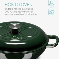 Navaris Gietijzeren Stoofpan Met Deksel- 3,5 Liter Gietijzeren Ovenschaal Van Email - Geschikt Voor Alle Warmtebronnen - Groen -Pot Kortingswinkel 1200x1189 2