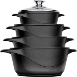 Smile 10 Delige Pannenset - Antiaanbaklaag - Vaatwasser Bestendig - Zwart -Pot Kortingswinkel 1200x1195 2