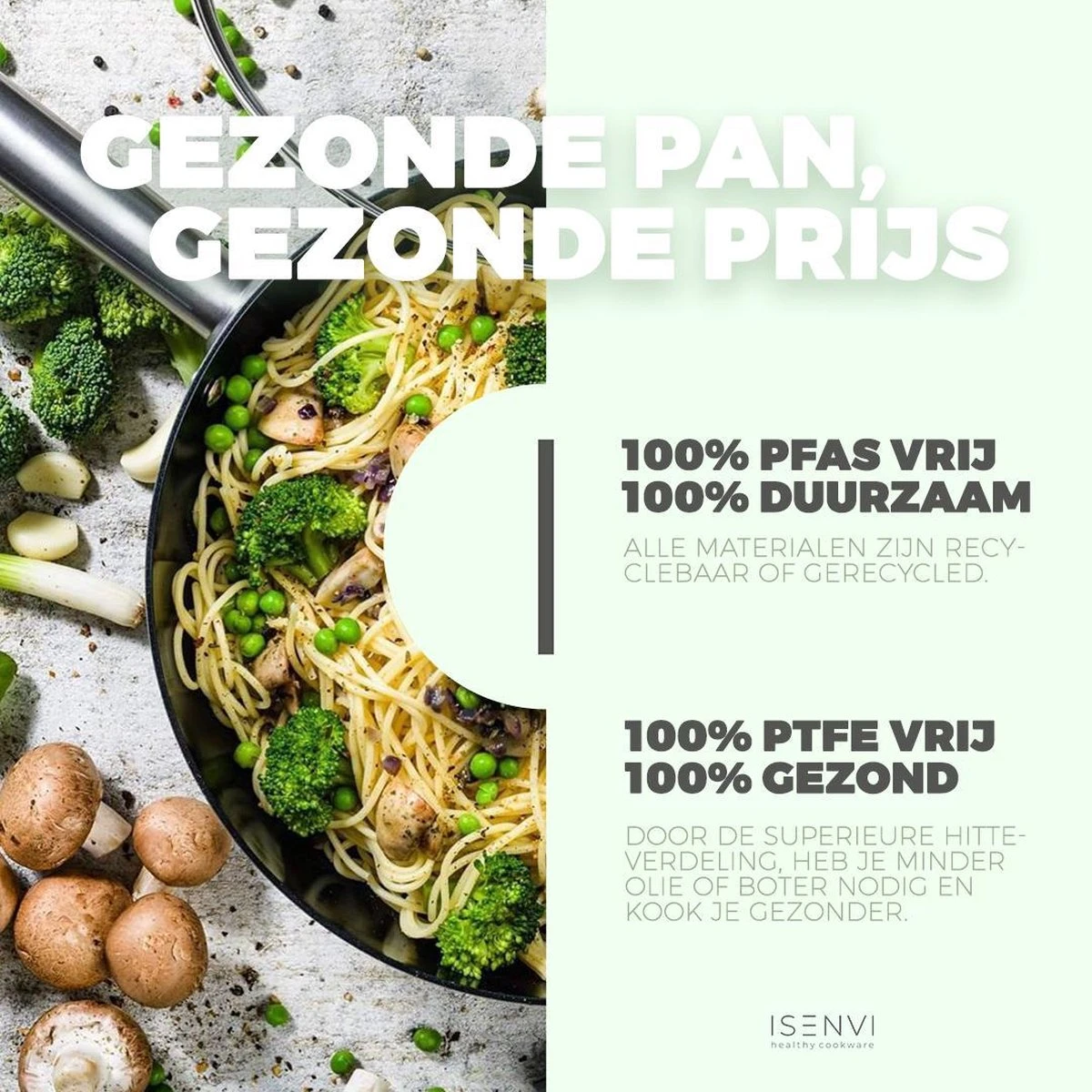 ISENVI Murray Keramische Wokpan 36 CM - RVS Greep 7 ISENVI Murray Keramische Wokpan 36 CM - RVS Greep - Afbeelding 5