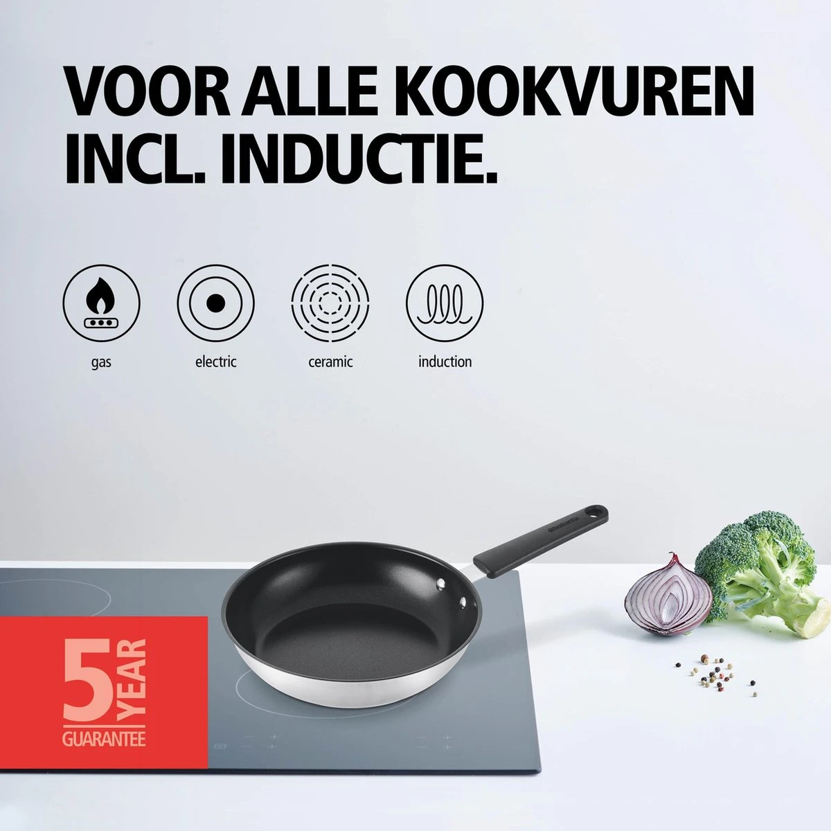 BRABANTIA ENJOYMENT Koekenpan - Keramische Antiaanbaklaag - Ø 24 Cm - Inductie - Pfas Vrij 5 BRABANTIA ENJOYMENT Koekenpan - Keramische Antiaanbaklaag - Ø 24 Cm - Inductie - Pfas Vrij - Afbeelding 3