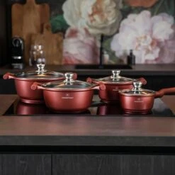 Herenthal Pannenset Inductie - Luxe 10-delige Koekenpan Inductie - Voor Alle Warmtebronnen - Pannen Met Glazen Deksels En Koudgrepen - Burgundy -Pot Kortingswinkel 1200x1200 44