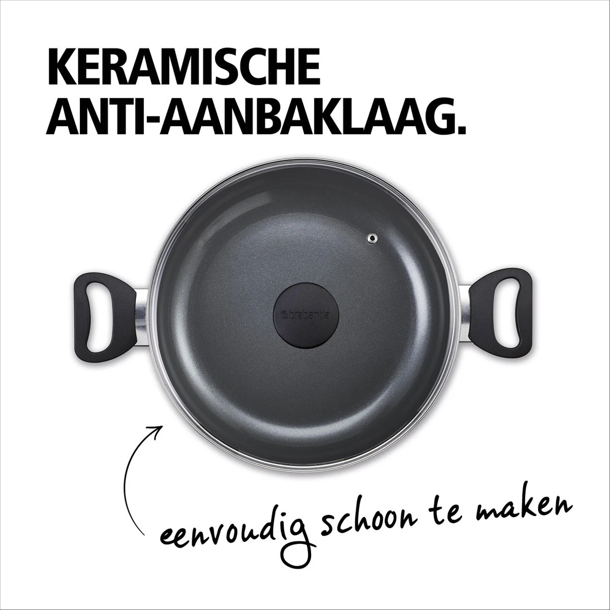BRABANTIA INDU+ Hapjespan - Keramische Antiaanbaklaag - Met Deksel - Ø 28 Cm - Inductie - Pfas Vrij 6 BRABANTIA INDU+ Hapjespan - Keramische Antiaanbaklaag - Met Deksel - Ø 28 Cm - Inductie - Pfas Vrij - Afbeelding 4