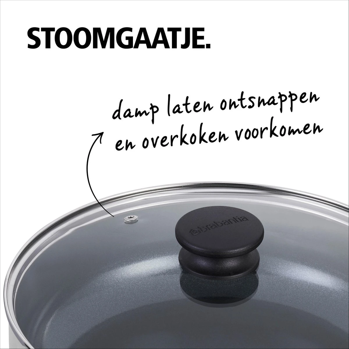 BRABANTIA INDU+ Hapjespan - Keramische Antiaanbaklaag - Met Deksel - Ø 28 Cm - Inductie - Pfas Vrij 9 BRABANTIA INDU+ Hapjespan - Keramische Antiaanbaklaag - Met Deksel - Ø 28 Cm - Inductie - Pfas Vrij - Afbeelding 7
