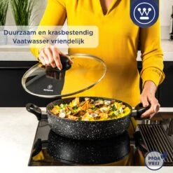 Westinghouse Hapjespan Inductie - Ø 28 Cm - Zwart Marmer - Met Deksel -Pot Kortingswinkel 1200x1200 595