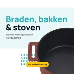 MOA Gietijzeren Braadpan - Inhoud 4,75 Liter - 26CM - Rond - Alle Warmtebronnen - Ook Voor Inductie - Gewicht 5,8 Kg - Bordeaux Rood - MC26BR -Pot Kortingswinkel 1200x1200 654