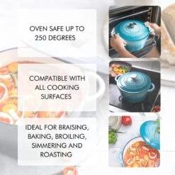 Nuovva Gietijzeren Braadpan Antiaanbaklaag Met Deksel - Sudderpan Blauw - Rond - Ø24 Cm - 4,7 Liter - 100% PFAS & PFOA Vrij - Geschikt Voor Alle Warmtebronnen - Elektrisch - Gas - Halogeen - Inductie – Keramisch -Pot Kortingswinkel 1200x1200 662