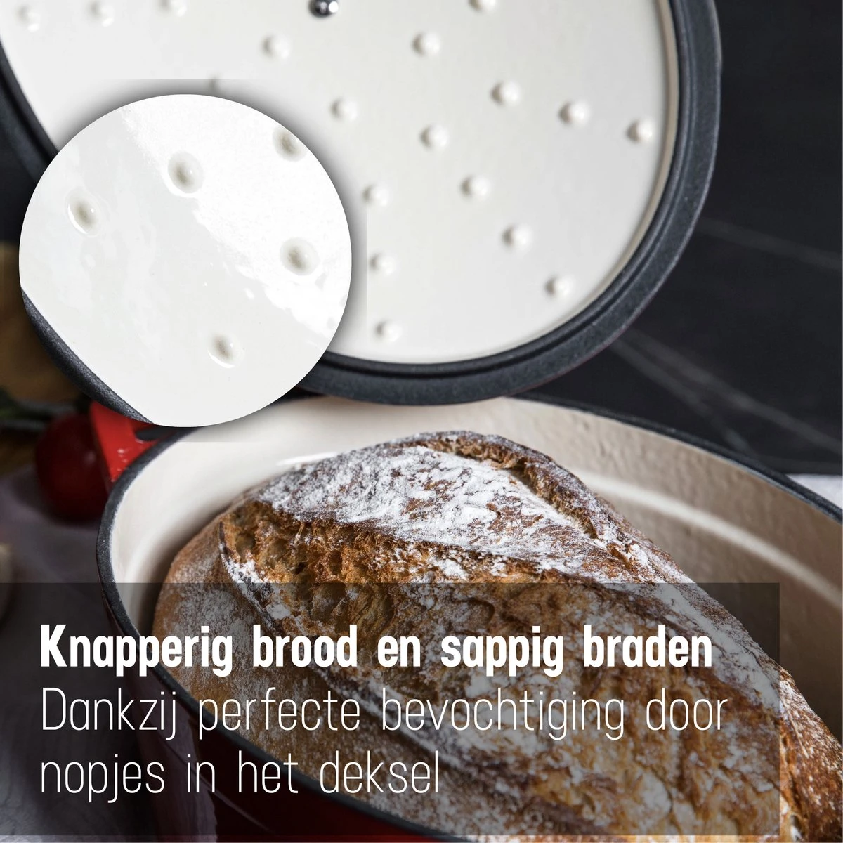 Daumonet Bocuse Rouge Gietijzeren Braadpan - Sudderpan Kersen Rood - Ovaal - Ø 29 Cm - 3 Liter - PFAS & PFOA Vrij - Emaille - Geschikt Voor Alle Warmtebronnen - Elektrisch - Gas - Halogeen - Inductie - Keramisch - Vaatwasserbestendig 5 Daumonet Bocuse Rouge Gietijzeren Braadpan - Sudderpan Kersen Rood - Ovaal - Ø 29 Cm - 3 Liter - PFAS & PFOA Vrij - Emaille - Geschikt Voor Alle Warmtebronnen - Elektrisch - Gas - Halogeen - Inductie - Keramisch - Vaatwasserbestendig - Afbeelding 3