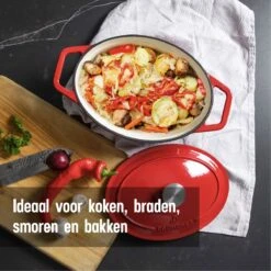 Daumonet Bocuse Rouge Gietijzeren Braadpan - Sudderpan Kersen Rood - Ovaal - Ø 29 Cm - 3 Liter - PFAS & PFOA Vrij - Emaille - Geschikt Voor Alle Warmtebronnen - Elektrisch - Gas - Halogeen - Inductie - Keramisch - Vaatwasserbestendig 15 Daumonet Bocuse Rouge Gietijzeren Braadpan - Sudderpan Kersen Rood - Ovaal - Ø 29 Cm - 3 Liter - PFAS & PFOA Vrij - Emaille - Geschikt Voor Alle Warmtebronnen - Elektrisch - Gas - Halogeen - Inductie - Keramisch - Vaatwasserbestendig -Pot Kortingswinkel 1200x1200 684
