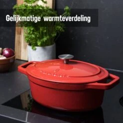 Daumonet Bocuse Rouge Gietijzeren Braadpan - Sudderpan Kersen Rood - Ovaal - Ø 29 Cm - 3 Liter - PFAS & PFOA Vrij - Emaille - Geschikt Voor Alle Warmtebronnen - Elektrisch - Gas - Halogeen - Inductie - Keramisch - Vaatwasserbestendig 17 Daumonet Bocuse Rouge Gietijzeren Braadpan - Sudderpan Kersen Rood - Ovaal - Ø 29 Cm - 3 Liter - PFAS & PFOA Vrij - Emaille - Geschikt Voor Alle Warmtebronnen - Elektrisch - Gas - Halogeen - Inductie - Keramisch - Vaatwasserbestendig -Pot Kortingswinkel 1200x1200 686