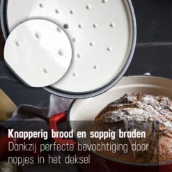 Daumonet Carême Rouge Gietijzeren Braadpan - Sudderpan Kersen Rood - Rond - Ø26 Cm - 4,4 Liter - PFAS & PFOA Vrij - Emaille - Geschikt Voor Alle Warmtebronnen - Elektrisch - Gas - Halogeen - Inductie - Keramisch - Vaatwasserbestendig -Pot Kortingswinkel 1200x1200 697