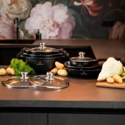 Herenthal Inductie Pannenset - Luxe 10-delige Koekenpanset - Voor Alle Warmtebronnen - Met Glazen Deksels En Koudgrepen - Zwart 21 Herenthal Inductie Pannenset - Luxe 10-delige Koekenpanset - Voor Alle Warmtebronnen - Met Glazen Deksels En Koudgrepen - Zwart -Pot Kortingswinkel 1200x1200 97