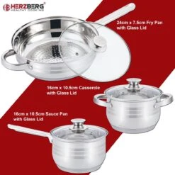 Herzberg Pannenset – 12-Delig – Voor Inductie En Gas – Vaatwasser Bestendig – RVS Met Glazen Deksels -Pot Kortingswinkel 1200x1200 99