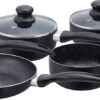 Herzberg HG-5003BK: 8 Pieces Marble Cookware Set - Black -Pot Kortingswinkel 1200x447