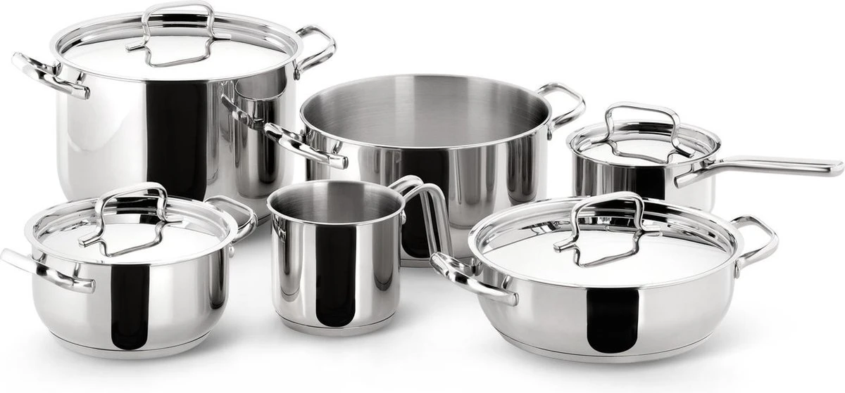 Lagostina Sfisiosa Acciaio SFIZIOSA ACCIAIO 10-delig (hoge Kookpan 22 Cm + Kookpan 18/22 Cm + Hapjespan 24 Cm + Steelpan 14 Cm + Melkpot 12 Cm + Deksels 14/18/22/24 Cm) 3 Lagostina Sfisiosa Acciaio SFIZIOSA ACCIAIO 10-delig (hoge Kookpan 22 Cm + Kookpan 18/22 Cm + Hapjespan 24 Cm + Steelpan 14 Cm + Melkpot 12 Cm + Deksels 14/18/22/24 Cm)