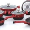 Herenthal Pannenset Inductie - Luxe 10-delige Koekenpan Inductie - Voor Alle Warmtebronnen - Pannen Met Glazen Deksels En Koudgrepen - Rood / Zwart- 6 Pannen -Pot Kortingswinkel 1200x580