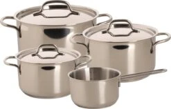 Sola Pannenset Mirage - 4 Delig - Ø 16,16,18,20 Cm - Zilver - RVS - Sandwichbodem -Pot Kortingswinkel 1200x770