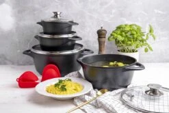 Smile - 8 Delige Pannenset - Antiaanbaklaag - Vaatwasser Bestendig - Geschikt Voor Iedere Kookplaat - MGK-18 - Zwart -Pot Kortingswinkel 1200x800 127