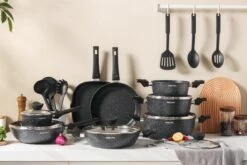 Royal Swiss® - 33-delige Pannenset Inductie - Pannensets - Afneembare Handgreep - Glazen Deksel - Geschikt Voor Oven - PFAS-vrij -Pot Kortingswinkel 1200x800 32