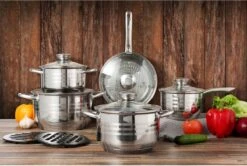 Swiss - Pannenset Inductie 12-delig - Glazen Deksel - RVS Pan / Steelpan / Koekenpan - PFAS-vrij 7 Swiss - Pannenset Inductie 12-delig - Glazen Deksel - RVS Pan / Steelpan / Koekenpan - PFAS-vrij -Pot Kortingswinkel 1200x805 1