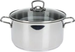 KOOPMAN Roestvrijstalen Pan 4,5 Liter - Met Glazen Deksel