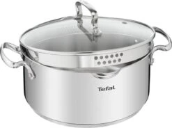 Tefal Duetto+ Pannenset -10 Delig- 5 Pannen - Kookpannenset - Zilver - Afdruipdeksels -Pot Kortingswinkel 1200x893