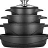 Smile 10-Delige Pannenset - Anti Aanbaklaag - Vaatwasser Bestendig - Zwart - MGK-17 -Pot Kortingswinkel 1200x902 4