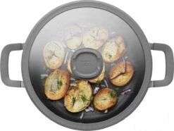 BergHOFF Leo Hapjespan Stone - 28 Cm - Met Glazen Deksel -Pot Kortingswinkel 1200x904 1