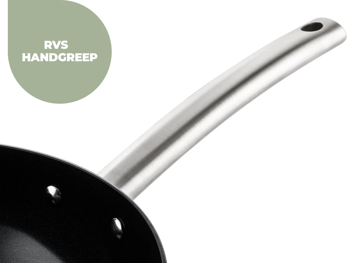 ISENVI Murray Keramische Wokpan 36 CM - RVS Greep 9 ISENVI Murray Keramische Wokpan 36 CM - RVS Greep - Afbeelding 7