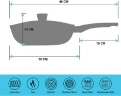 Marble Coating Wokpan Inductie - Met Glazen Deksel - Zwart - 30 Cm -Pot Kortingswinkel 1200x952