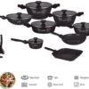 Swiss Homes® | 33 - Delige Steengoeden Pannenset | Afneembare Handgrepen, 6 Potten + 2 Pannen + Pollepelbodem + 2 Pollepels + 6 Deksels + 12 Handgrepen + Accessoire. - | PFAS-Vrij | Zwart -Pot Kortingswinkel 1200x966 1