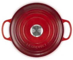 Le Creuset - Gietijzeren - Lage Braadpan - 24cm - Kersenrood -Pot Kortingswinkel 1200x989