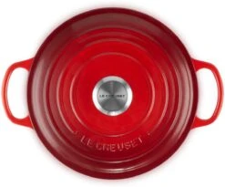 Le Creuset - Gietijzeren - Lage Braadpan - 24cm - Kersenrood -Pot Kortingswinkel 1200x998