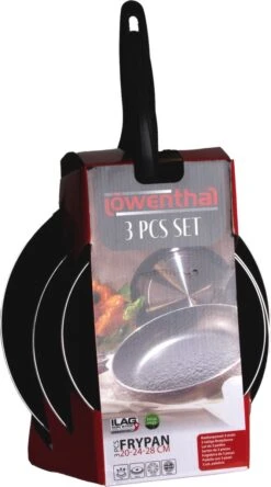 Löwenthal Hoogwaardige Koekenpan Set - 3 Stuks - PFOA Vrije Anti-aanbaklaag - Zwart -Pot Kortingswinkel 667x1200