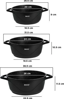 BIKO - Smile Pannen 8 Delige Pannenset - Braadpan - Zwart -Pot Kortingswinkel 774x1200