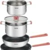 TEFAL G720S604 6-delige Stapelbare Pannenset OPTI'SPACE - RVS - Alle Kookplaten Inclusief Inductie -Pot Kortingswinkel 960x1200